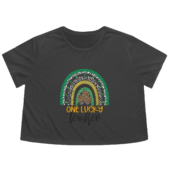 One Lucky Teacher Rainbow School St Patrick’s Day Flowy Cropped Tees