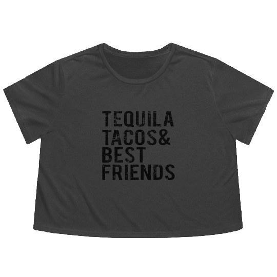 Cinco De Mayo Tequila Tacos Best Friends Drinking Flowy Cropped Tees