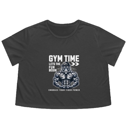 gym time tiger power Flowy Cropped Tees