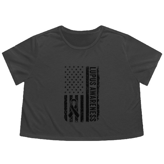 Lupus We Wear Purple for Lupus Awareness Flowy Cropped Tees