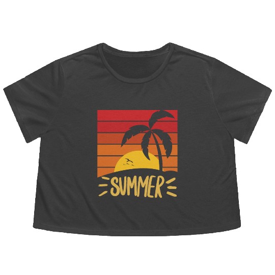 Summer Sunset Flowy Cropped Tees