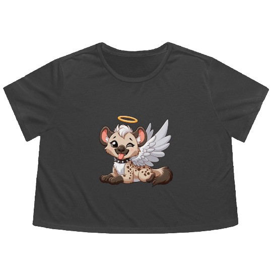 Hyena angel wings halo fantasy Flowy Cropped Tees