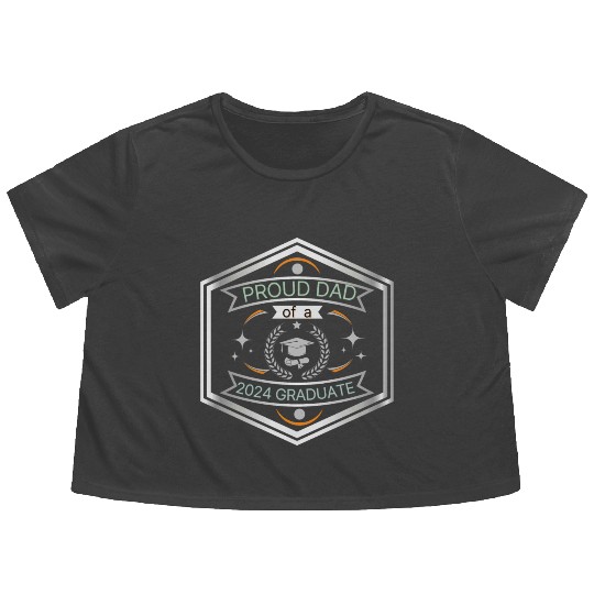 Proud Dad of 2024 Graduate ,Fathers Day silver Flowy Cropped Tees