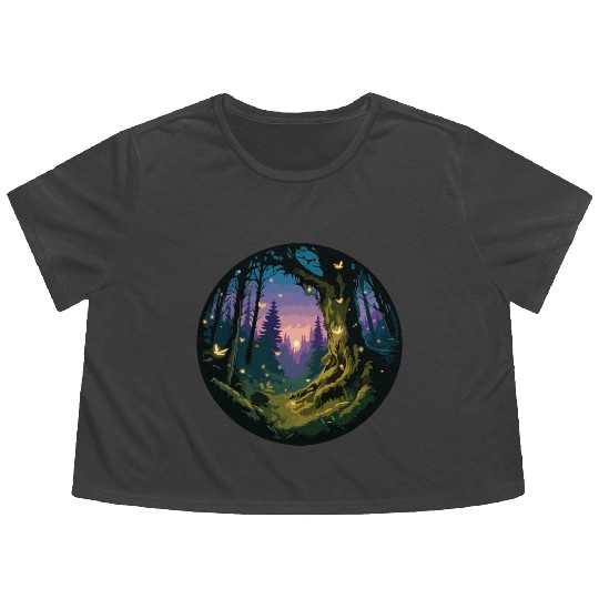 Enchanted Forest: Mystical Twilight Flowy Cropped Tees