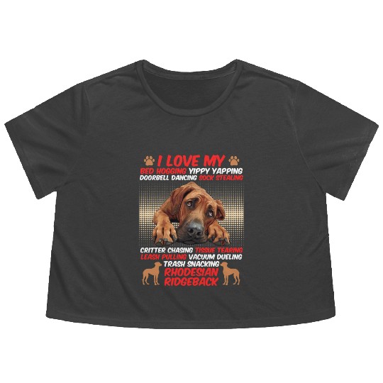 Ridgeback Owner I LOVE MY RHODESIAN RIDGEBACK Flowy Cropped Tees