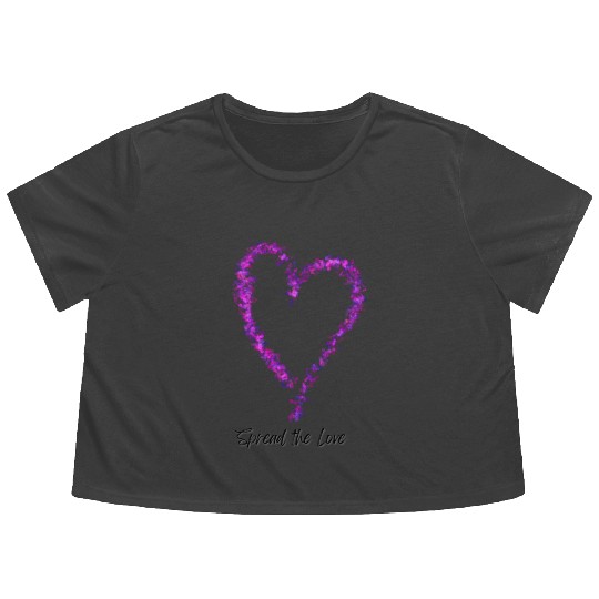 Spread the Love Glitter Heart Flowy Cropped Tees