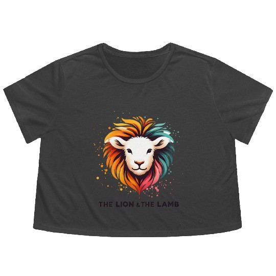 The Lion And The Lamb Abstract Art Design Flowy Cropped Tees