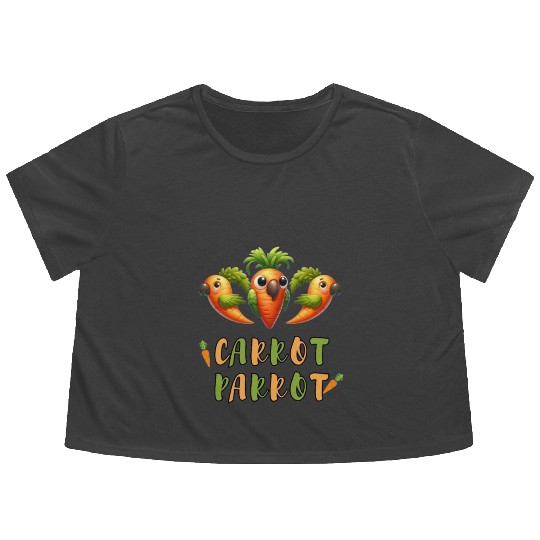 funny carrot parrot Flowy Cropped Tees
