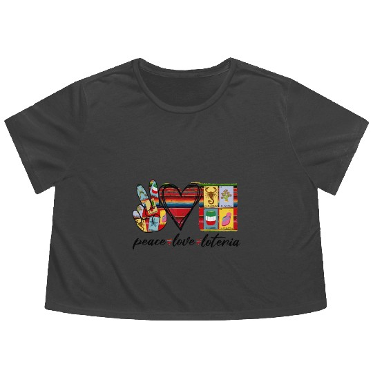 Peace Love Loteria Serape Mexican Bingo Card Flowy Cropped Tees
