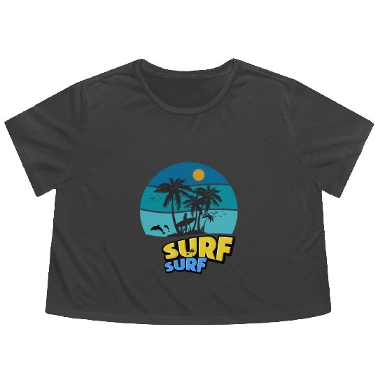 Summer Surf, Surfing , Beach vibes, Summer Flowy Cropped Tees