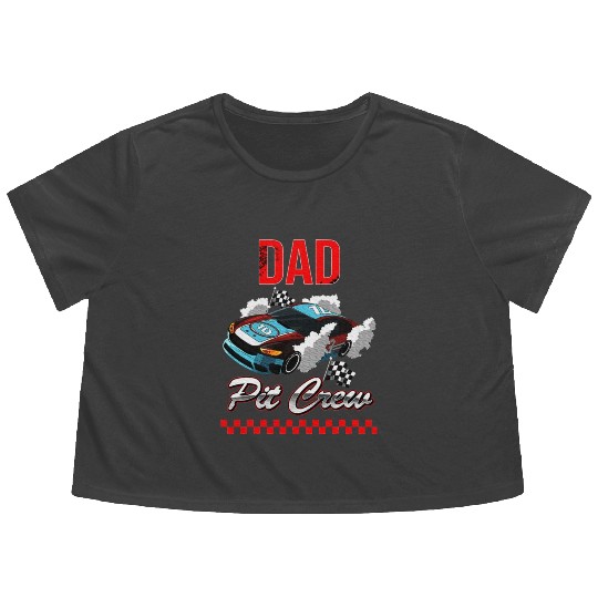 Race Car Birthday Party Racing Family Dad Pit Crew Flowy Cropped Tees