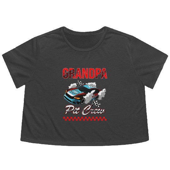 Race Car Birthday Party Racing Family Grandpa Flowy Cropped Tees