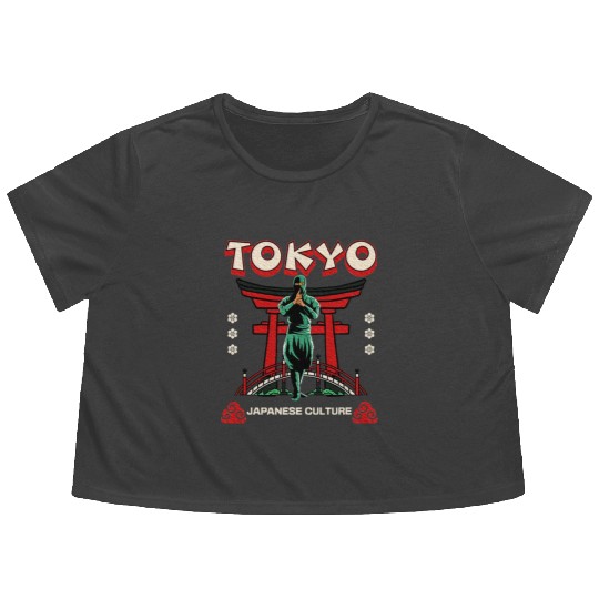 Tokyo Japan Culture Green Karate Ninja Martial Flowy Cropped Tees