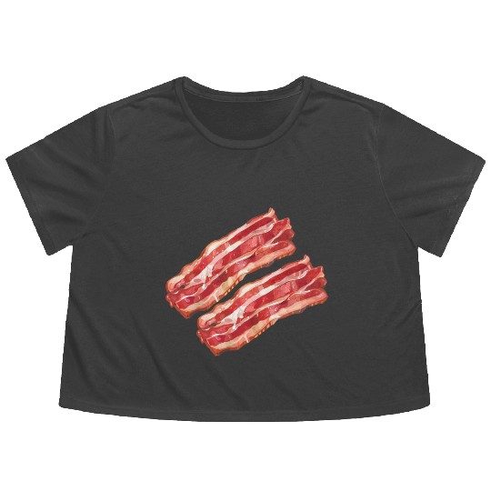 Illustrated Bacon Strips Flowy Cropped Tees