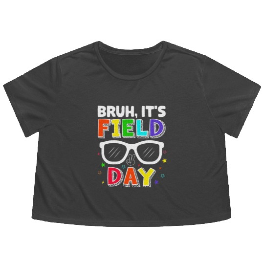 Bruh It's Field Day for Teacher Boys Flowy Cropped Tees