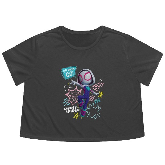 Marvel Spidey And His Amazing Friends Ghost Spider Flowy Cropped Tees