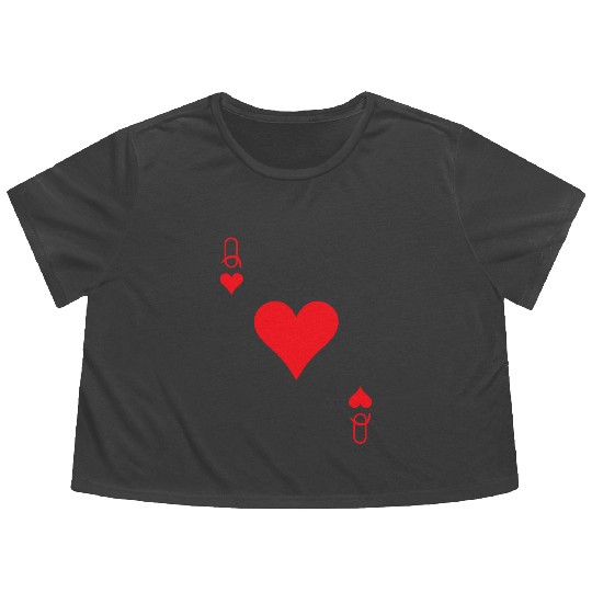 Queen of Hearts Cards Valentine Matching Couple Hi Flowy Cropped Tees