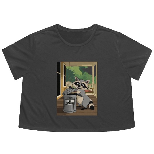 Racoon Trash Panda Metal Trash Can No Vacancy Flowy Cropped Tees