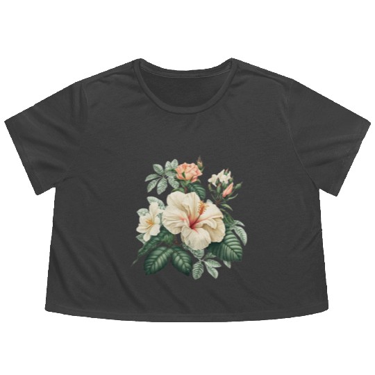 Watercolor Tropical Flowers Clipart, Tropical Flowy Cropped Tees