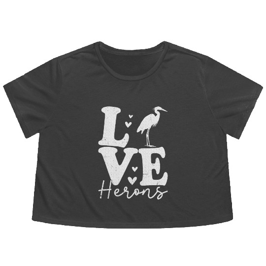 Love Heron Blue Heron Birds Lover Gifts Flowy Cropped Tees