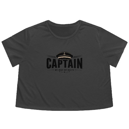Captain - My Boat My Rules Saying Quote Flowy Cropped Tees