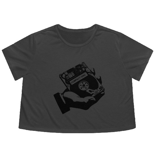 Funny retro vintage 80s compact disc Flowy Cropped Tees for men