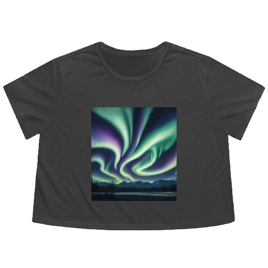 ultra realistic northern lights Flowy Cropped Tees