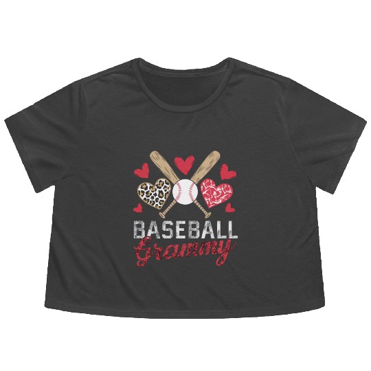 Baseball Grandma Grandmother Grandparents Day Flowy Cropped Tees