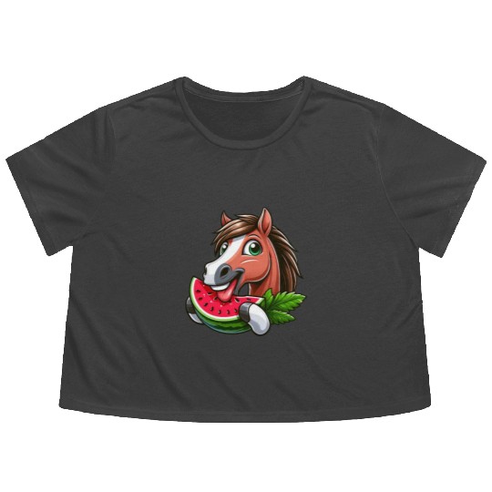 Horses Horse Lover Farmer Melon Summer Flowy Cropped Tees