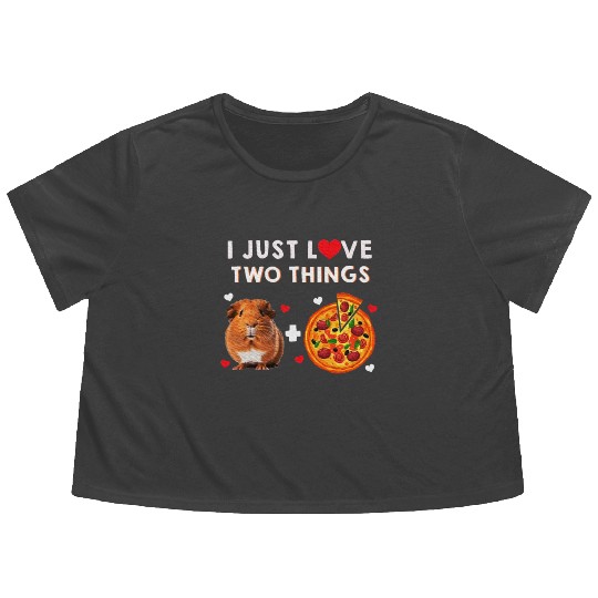 Guinea Pig Pizza Lover Furry Potato Piggy Flowy Cropped Tees