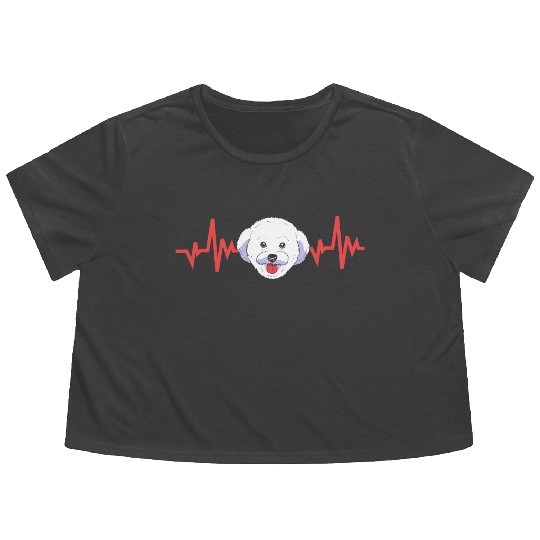 Dog Face Dog Heartbeat Bichon Frise Lovers Flowy Cropped Tees