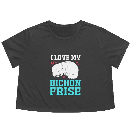 Dog Owner Pet Lover I Love My Bichon Frise Flowy Cropped Tees