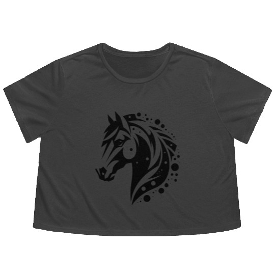Horse Head Vintage Tribal Portrait Pony Tattoo Flowy Cropped Tees