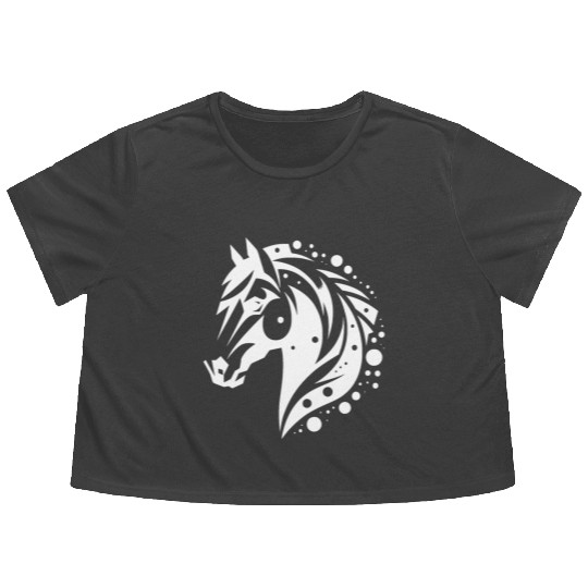 Horse Head Vintage Tribal Portrait Pony Tattoo Flowy Cropped Tees