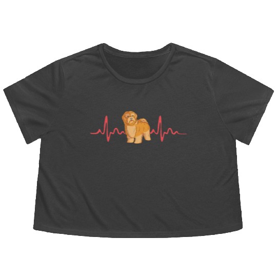 Dog Heartbeat Puppy Havanese Dog Lovers Flowy Cropped Tees
