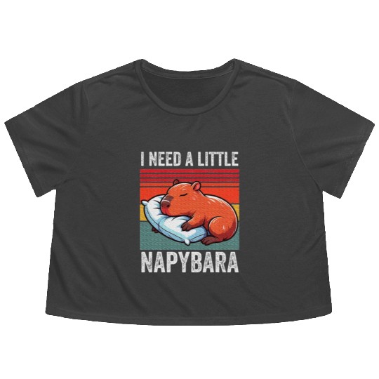 Napybara Cute Capybara Sleeping Nap Lover Flowy Cropped Tees