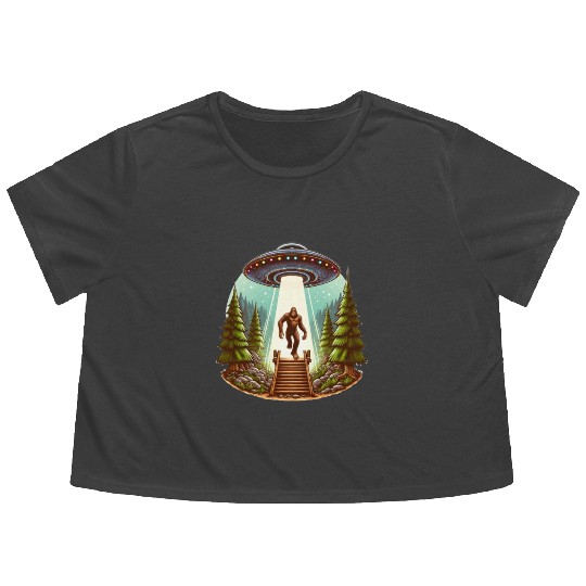 Bigfoot and the UFO Flowy Cropped Tees