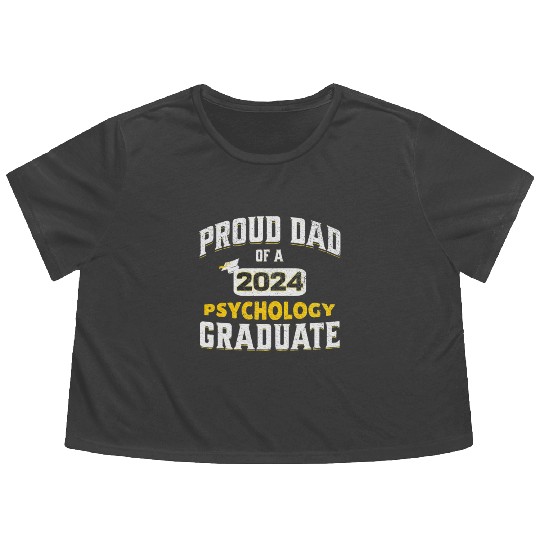 Proud Dad 2024 Psychology Graduate Flowy Cropped Tees