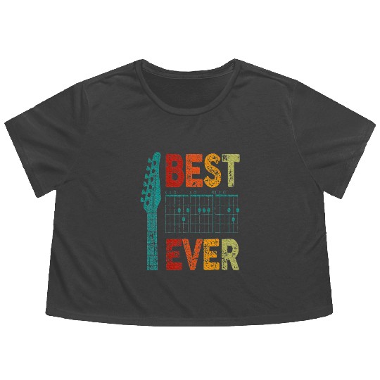 Best Dad Ever Guitar Chord Guitarist Father's Day Flowy Cropped Tees