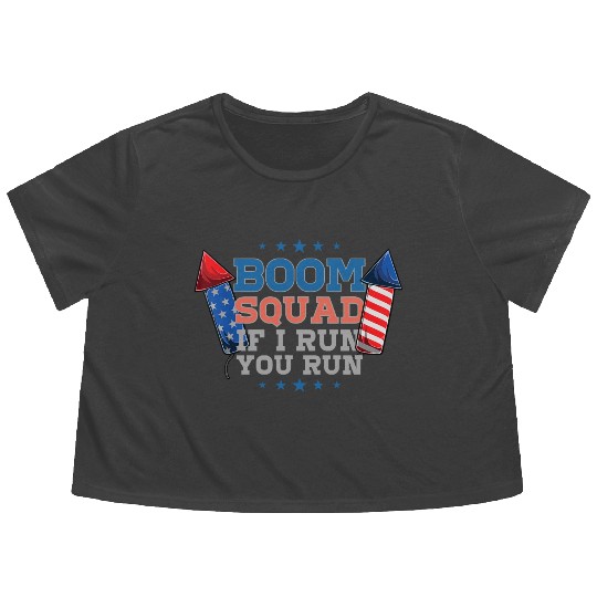BOOM SQUAD Fireworks Director 4th of July Flowy Cropped Tees