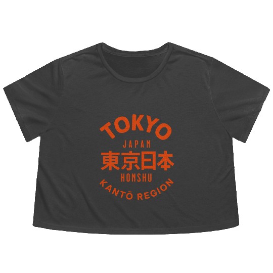Tokyo City Kanji, for Japan Lovers, Typography Art Flowy Cropped Tees