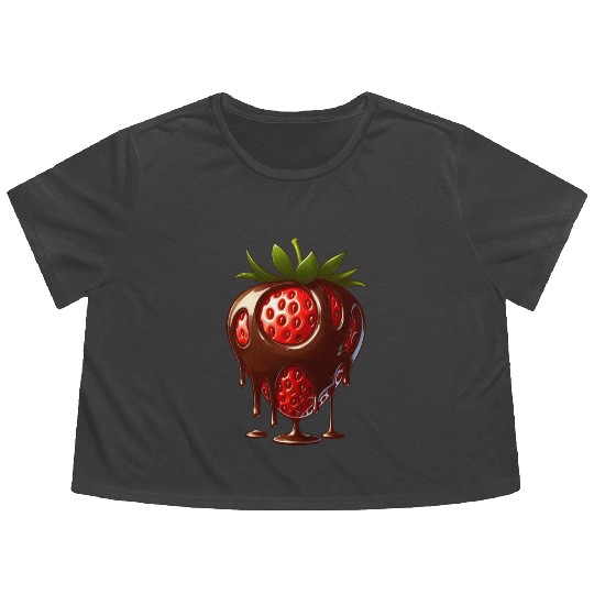 Strawberry chocolate delicious treat dessert Flowy Cropped Tees