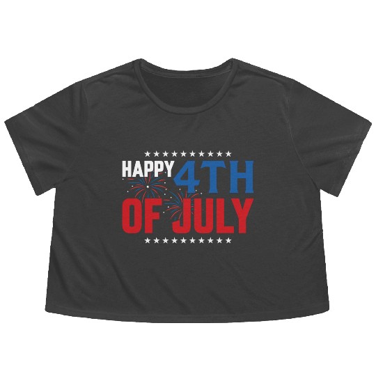 Happy 4th Of July US Independence Day Flowy Cropped Tees