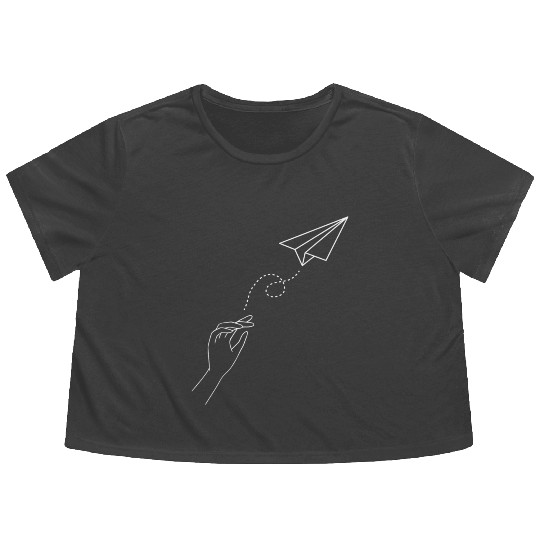 Paper Airplane Wanderlust Traveler Pilot Flowy Cropped Tees