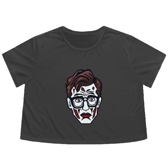 Nerdy Nerd Sad Clown Face Flowy Cropped Tees