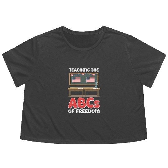 Patriotic Teacher Teaching the ABCs of Freedom Flowy Cropped Tees