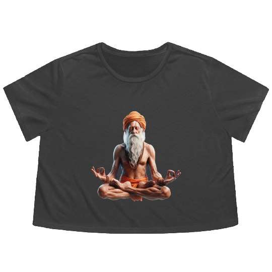 Peaceful Meditation Guru Flowy Cropped Tees
