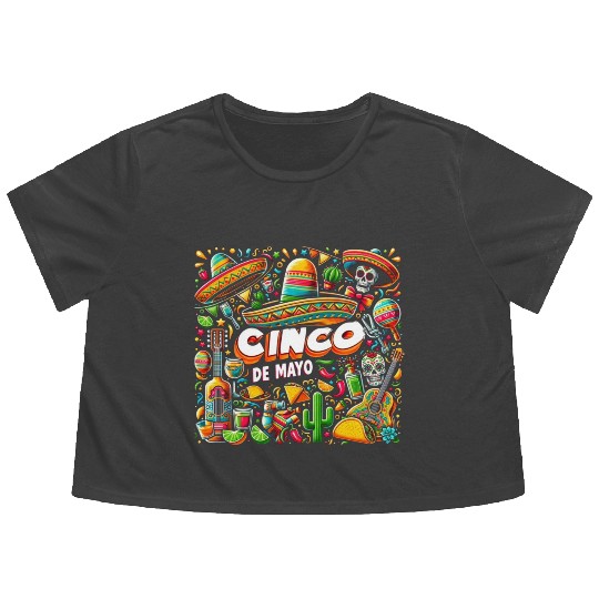Cinco de Mayo Fiesta Flowy Cropped Tees