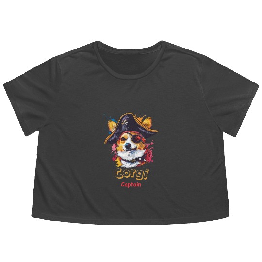 Captain Corgi Flowy Cropped Tees