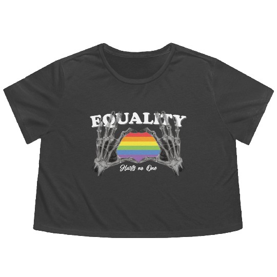 Equality Hurts No One , Rainbow LGBTQ Gay Pride Flowy Cropped Tees